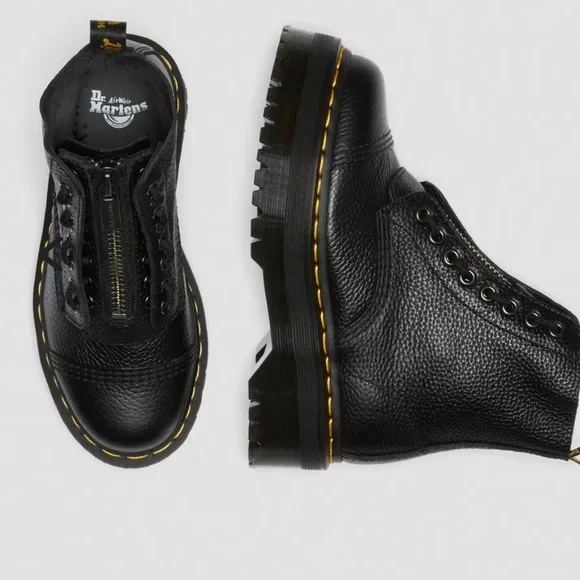 Dr. Marten Milled Nappa Leather Platform Boots - Picture 5 of 6